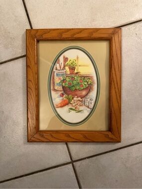 vintage country kitchen oak framed print.